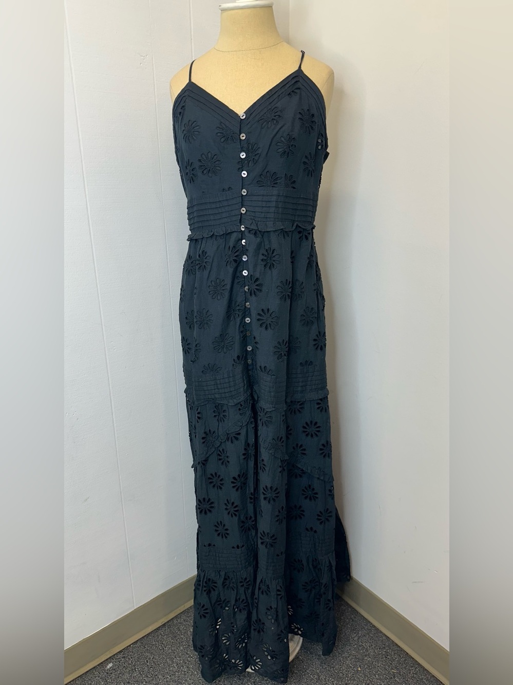 Rails Black Eyelet Tiered Maxi Dress - DAMAGED